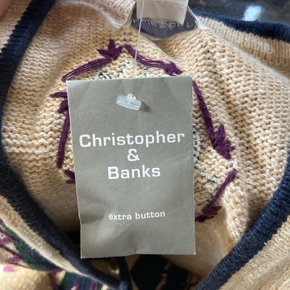 Hand Embroidered Fall Leaf Christopher & Banks Sweater Vest - Picture 9 of 15